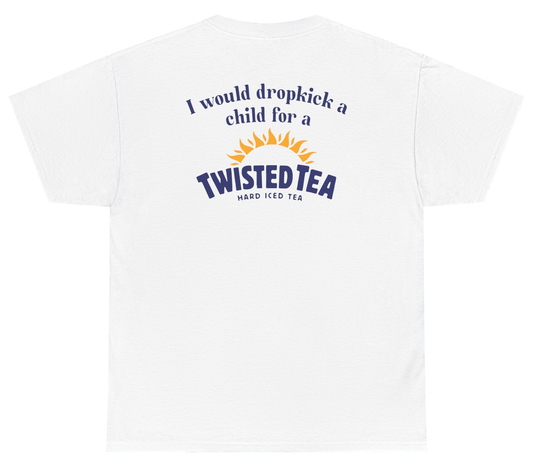 Funny Twisted Tea shirt with alcohol meme humor design.
