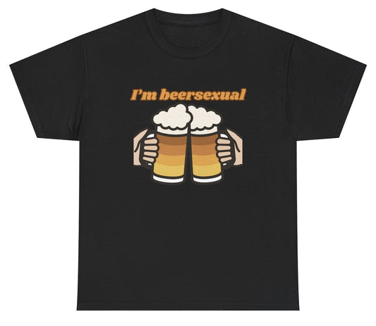 Funny I'm Beersexual T-Shirt featuring beer humor and a LGBTQ parody meme-inspired design, perfect for casual wear and humor lovers.