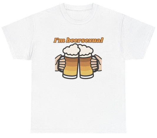 Funny I'm Beersexual T-Shirt featuring beer humor and LGBTQ meme-inspired design, perfect for casual wear and humor lovers.