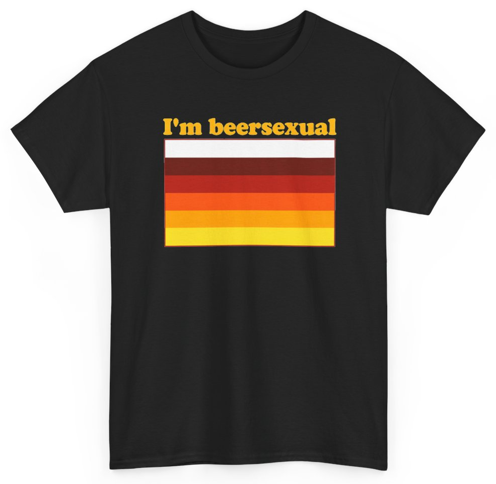 Funny I'm Beersexual Beer Pride Flag T-Shirt featuring bold sarcastic humor and graphic design, perfect for casual wear and humor lovers