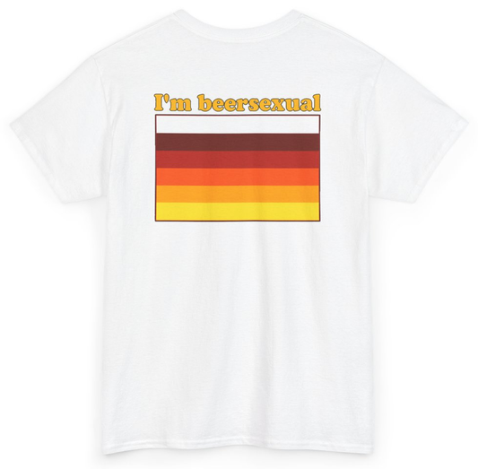 Funny I'm Beersexual Beer Pride Flag (BACKPRINT) T-Shirt featuring bold sarcastic humor and graphic design, perfect for casual wear and humor lovers