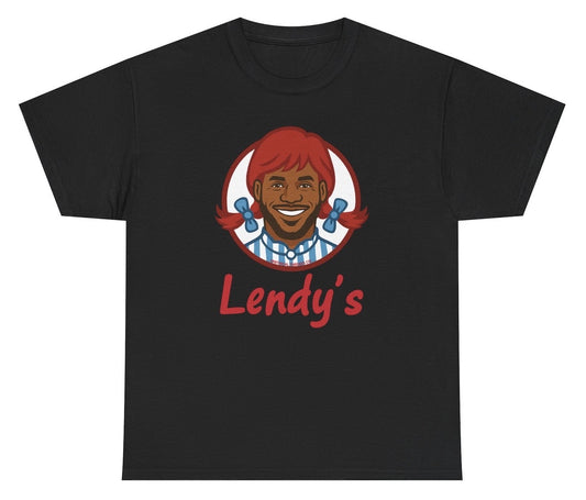 Funny parody T-shirt featuring a Wendy’s logo spoof with a LeBron James twist, perfect for Gen Z meme lovers and fast food humor fans.