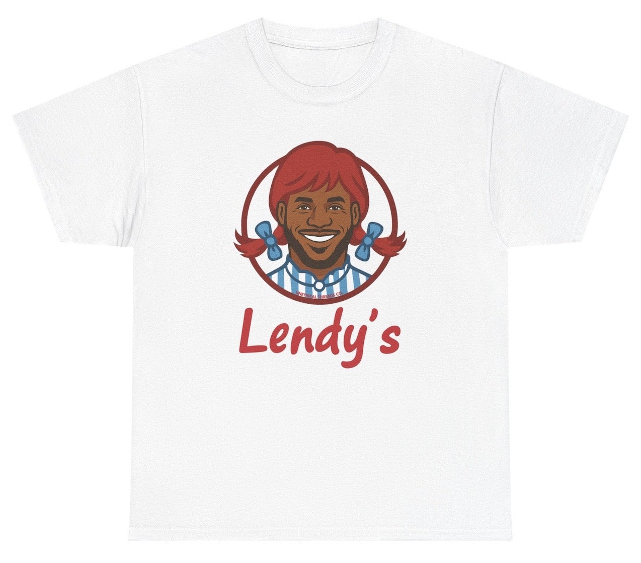 Funny parody T-shirt featuring a Wendy’s logo spoof with a LeBron James twist, perfect for Gen Z meme lovers and fast food humor fans.