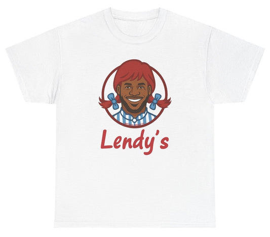 Funny parody T-shirt featuring a Wendy’s logo spoof with a LeBron James twist, perfect for Gen Z meme lovers and fast food humor fans.