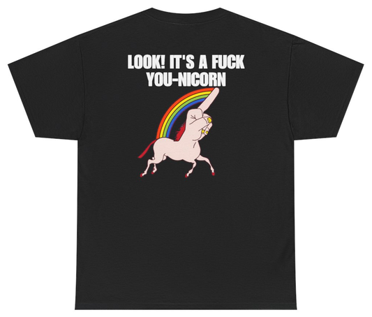 Funny Look Its A FuckYou-Nicorn (BACKPRINT) T-Shirt featuring bold sarcastic humor and graphic design, perfect for casual wear and humor lovers