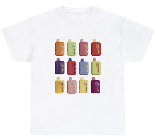 "Bold 'Lost Mary Vape' t-shirt featuring trendy vape-inspired design, perfect for fans of modern vaping culture."

