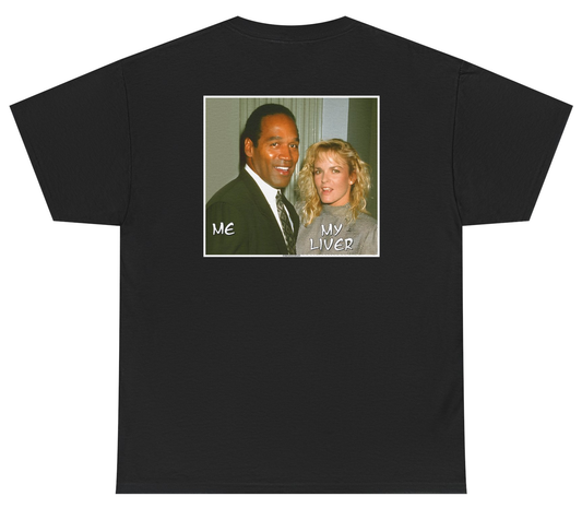 Dark humor OJ Simpson parody shirt with offensive meme design.