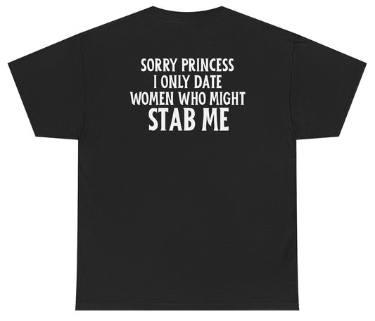 Funny chaotic dating humor shirt about girls who might stab you.
