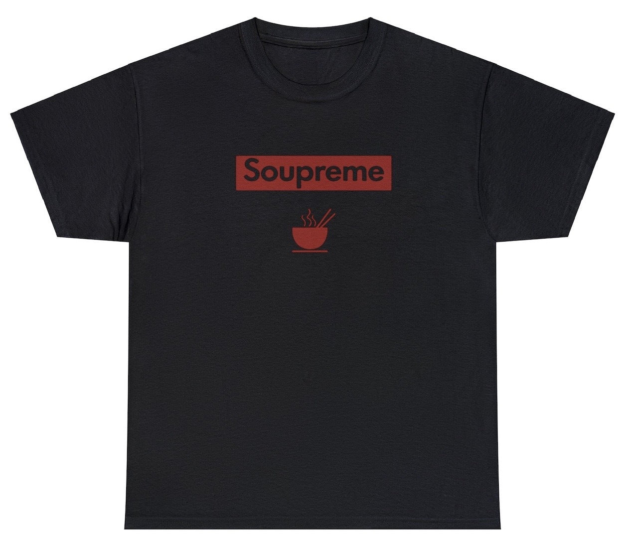 "Quirky 'Soupreme' t-shirt, perfect for fans of wordplay and clever humor. Ideal for casual wear and fun gifts."

