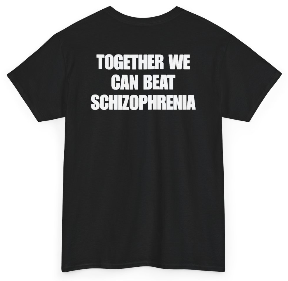 Funny Together We Can Beat Schizophrenia (BACKPRINT) T-Shirt featuring bold sarcastic humor and graphic design, perfect for casual wear and humor lovers