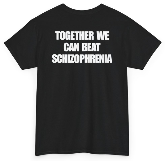 Funny Together We Can Beat Schizophrenia (BACKPRINT) T-Shirt featuring bold sarcastic humor and graphic design, perfect for casual wear and humor lovers
