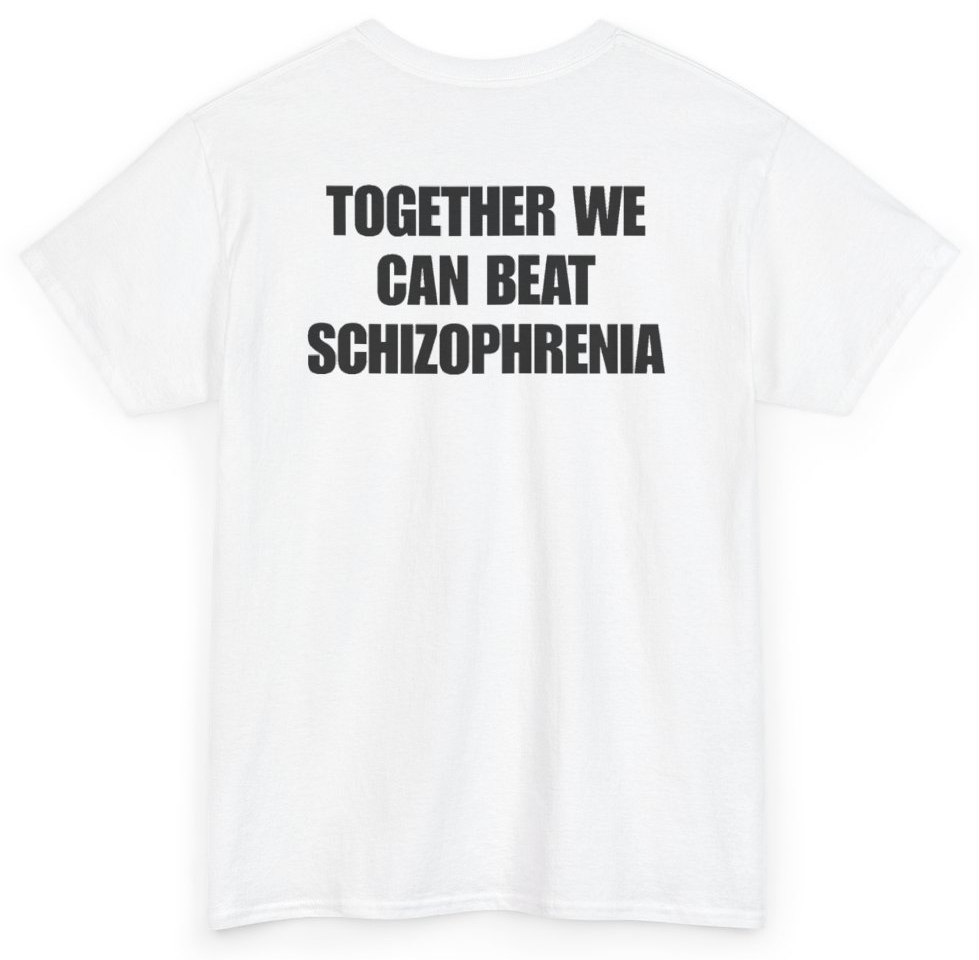 Funny Together We Can Beat Schizophrenia (BACKPRINT) T-Shirt featuring bold sarcastic humor and graphic design, perfect for casual wear and humor lovers