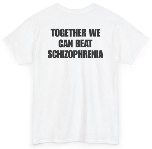 Funny Together We Can Beat Schizophrenia (BACKPRINT) T-Shirt featuring bold sarcastic humor and graphic design, perfect for casual wear and humor lovers