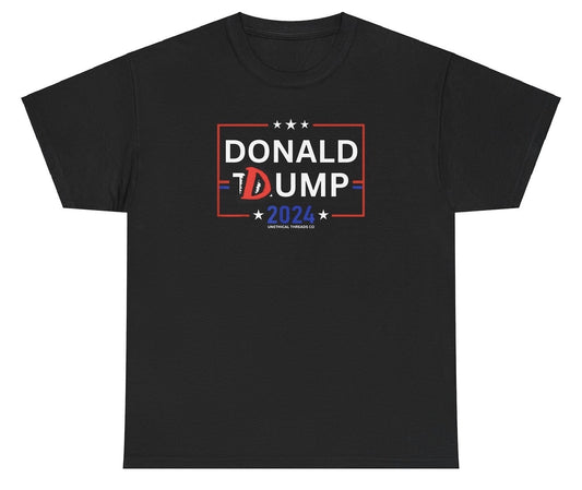 Funny "Donald Dump 2024" shirt featuring a graffiti twist on the Trump campaign design. Ideal for fans of political satire and bold humor. Perfect for casual wear and gag gifts.

