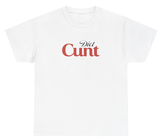 "Funny 'Diet Cunt - Diet Coke' t-shirt, perfect for soda lovers and fans of bold humor. Great for casual wear and gag gifts."