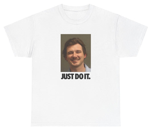 "Bold 'Just Do It Morgan Wallen Chair Mugshot' t-shirt for country music fans and pop culture lovers. Great for casual wear and festivals."

